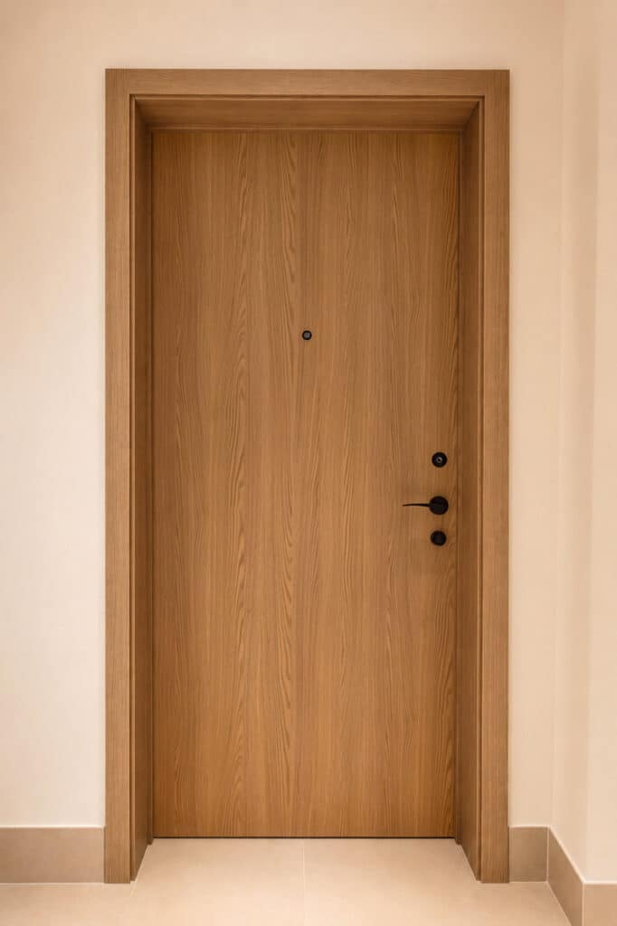 Certified AFS hotel room entrance door installed by Construct Furniture at Hard Rock Hotel Malta.