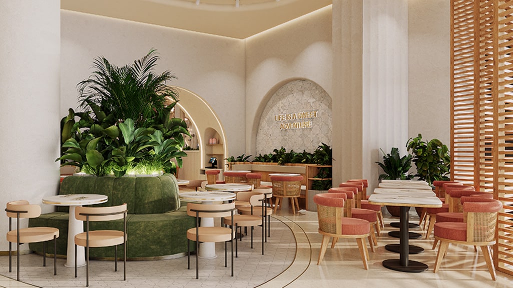 Bespoke joinery and fitted furniture by Construct Furniture at EL&N Café, Hard Rock Hotel Malta.