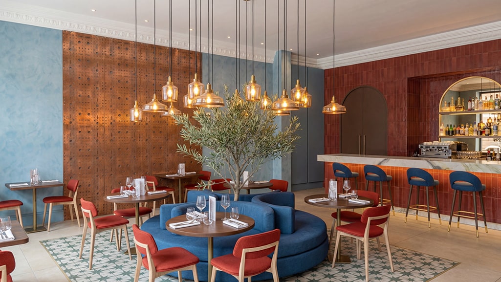 Bespoke restaurant joinery and interior finishes by Construct Furniture at the Lebanese Restaurant within Hard Rock Hotel Malta.