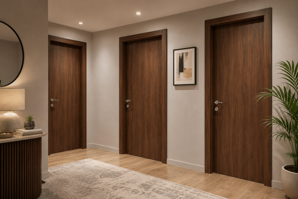 Three made-to-measure interior melamine doors included in the Construct Furniture Complete Home Package